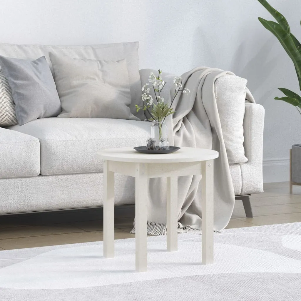 vidaXL Tavolino da Salotto Bianco Ø 45x40 cm in Legno Massello di Pino