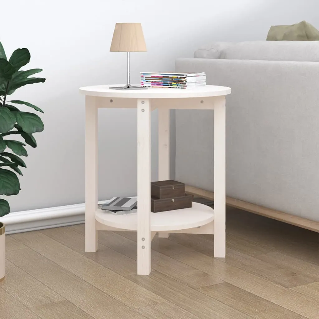 vidaXL Tavolino da Salotto Bianco Ø 55x60 cm in Legno Massello di Pino