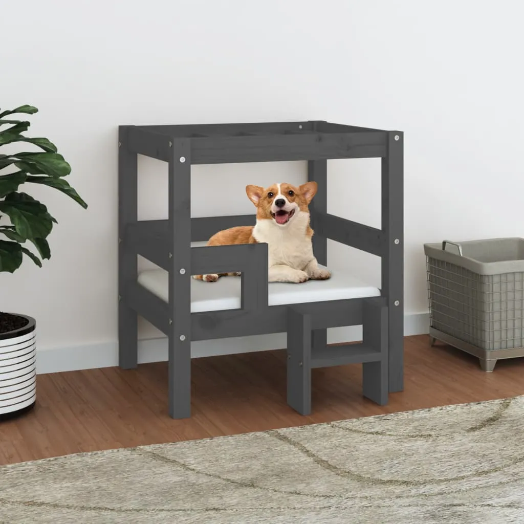 vidaXL Cuccia per Cani Grigio 55,5x53,5x60cm in Legno Massello di Pino