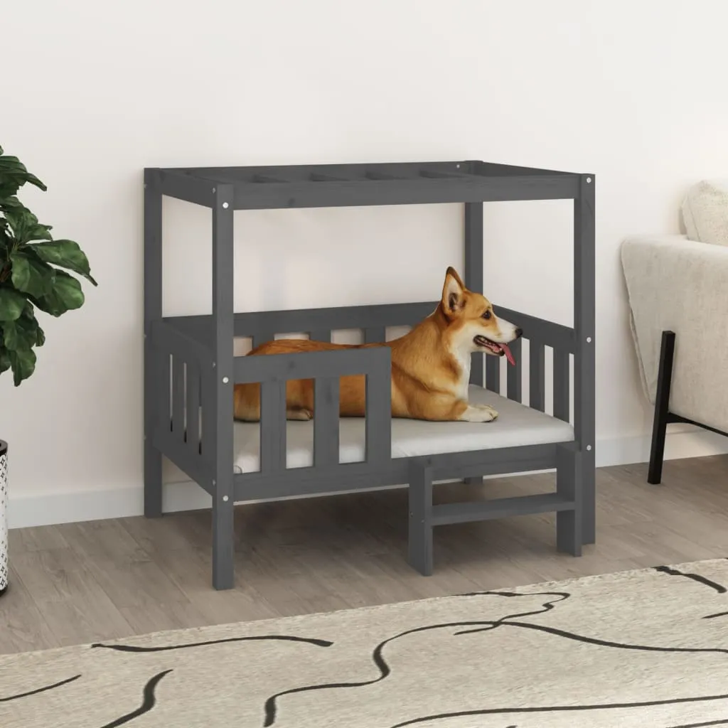 vidaXL Cuccia per Cani Grigio 95,5x73,5x90cm in Legno Massello di Pino