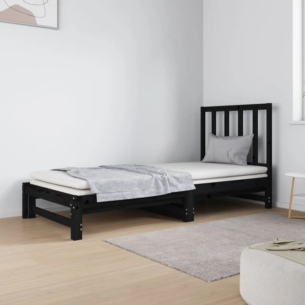 vidaXL Dormeuse Estraibile Nera 2x(90x190) cm Legno Massello di Pino