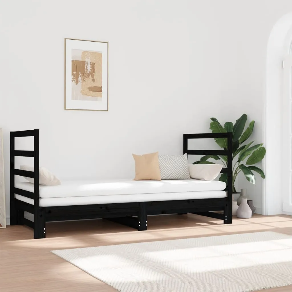 vidaXL Dormeuse Estraibile Nera 2x(90x190) cm Legno Massello di Pino