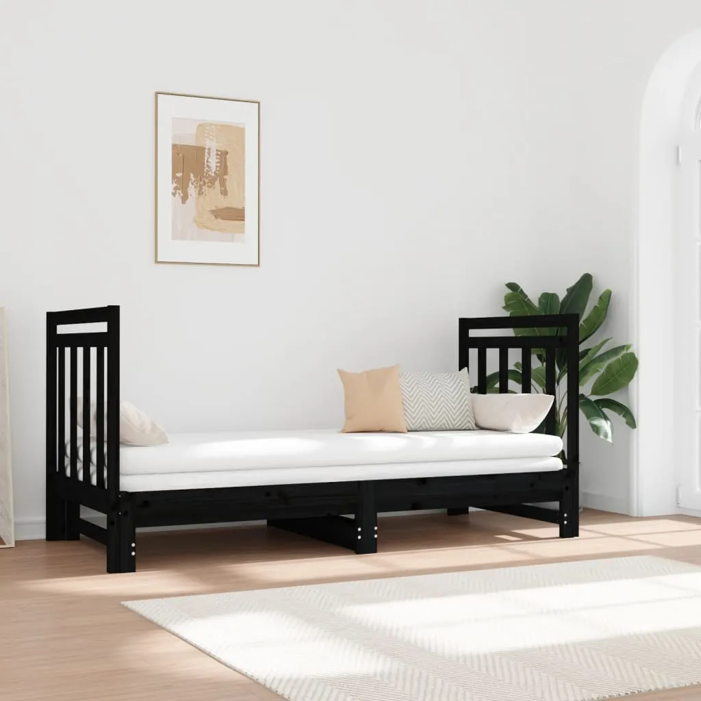 vidaXL Dormeuse Estraibile Nera 2x(90x190) cm Legno Massello di Pino