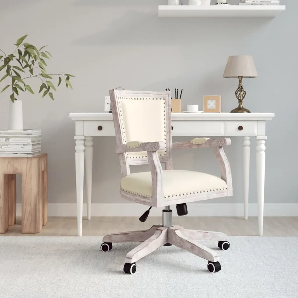 vidaXL Sedia da Ufficio Girevole Beige Lino