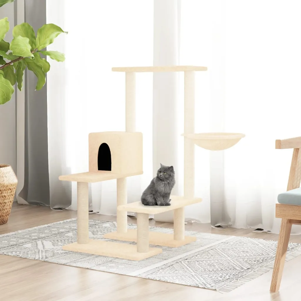 vidaXL Albero per Gatti con Tiragraffi in Sisal Crema 94,5 cm