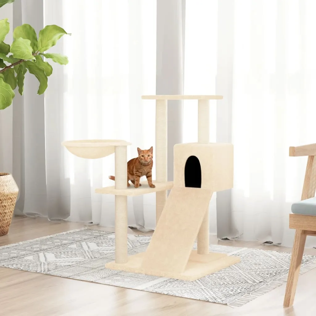 vidaXL Albero per Gatti con Tiragraffi in Sisal Crema 82 cm