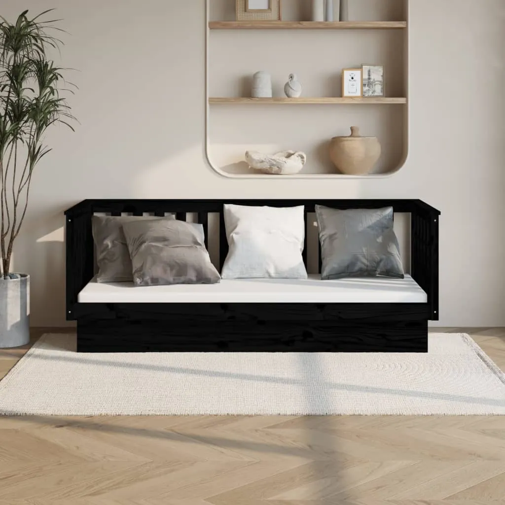 vidaXL Dormeuse Nera 75x190 cm in Legno Massello di Pino