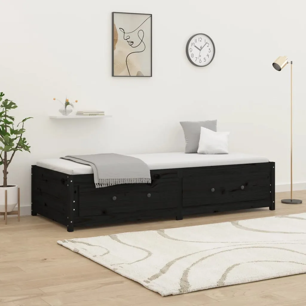 vidaXL Dormeuse Nera 75x190cm Small Single Legno Massello di Pino