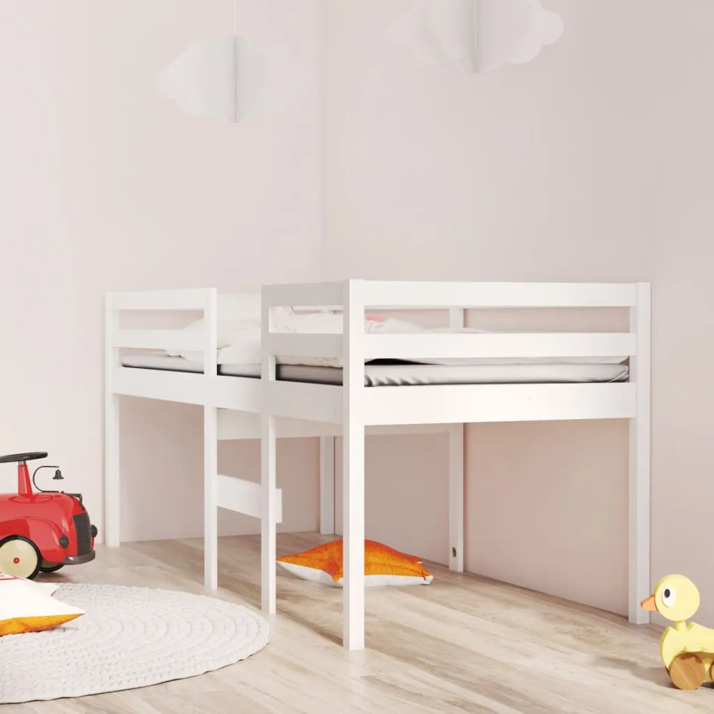 vidaXL Letto a Soppalco Bianco 90x200 cm in Legno Massello di Pino