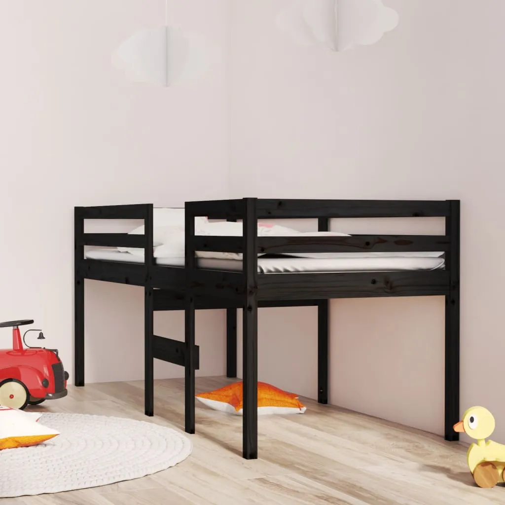 vidaXL Letto a Soppalco Nero 80x200 cm in Legno Massello di Pino