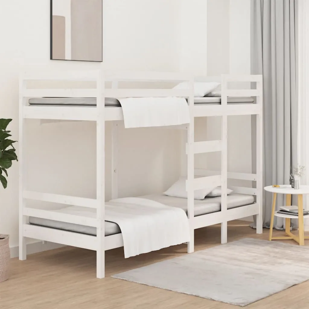 vidaXL Letto a Castello Bianco 90x200 cm in Legno Massello di Pino