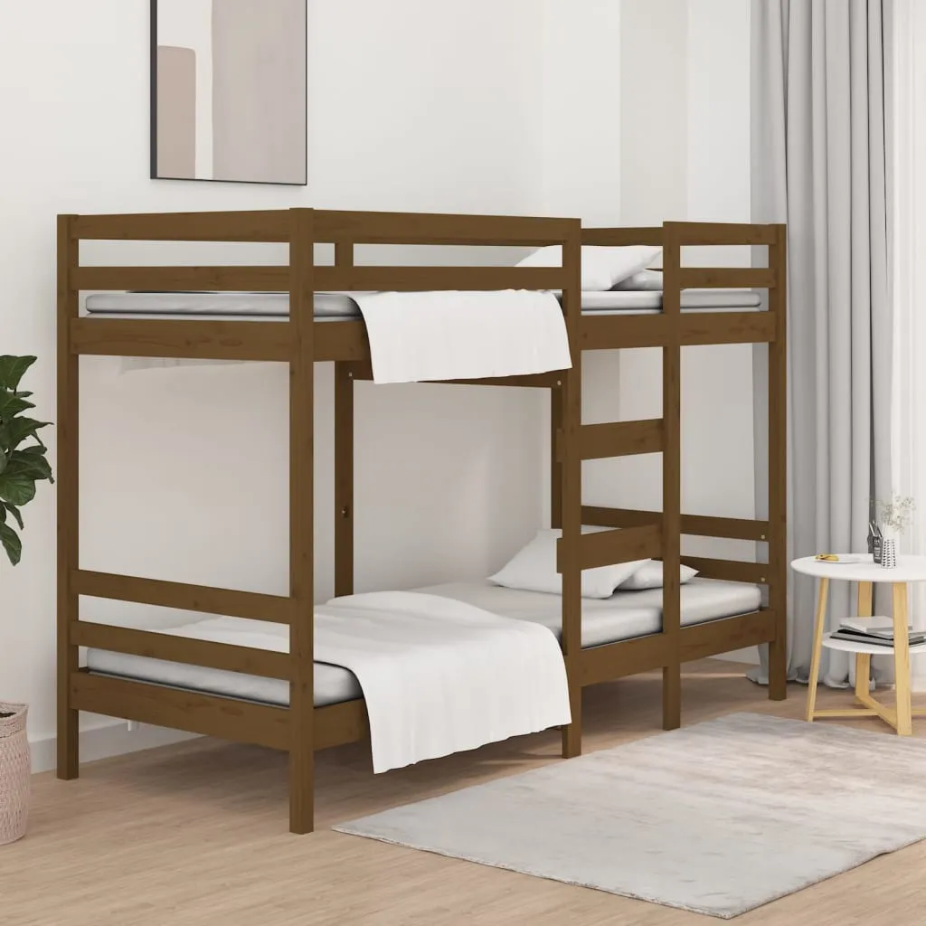 vidaXL Letto a Castello Miele 90x200 cm in Legno Massello di Pino