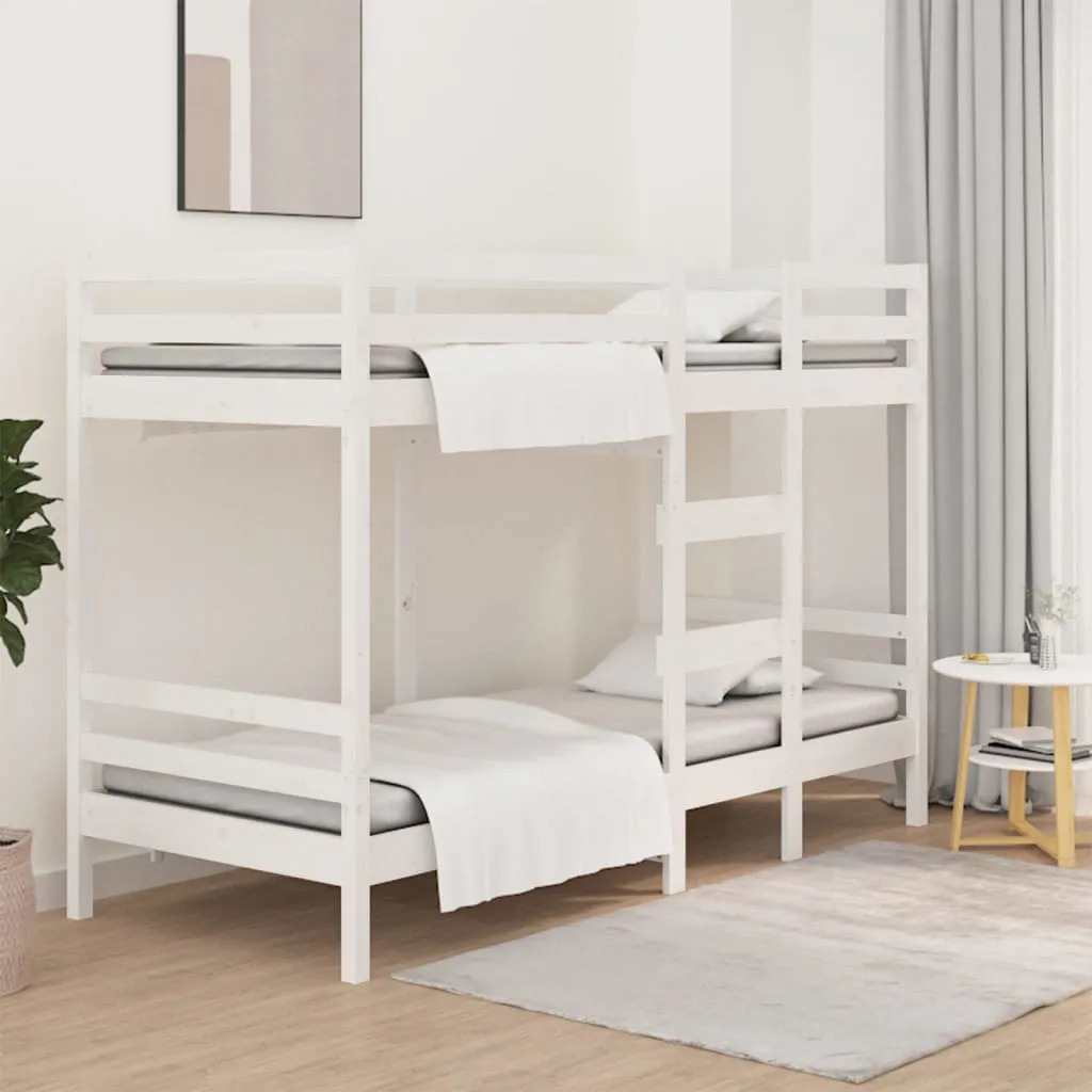 vidaXL Letto a Castello Bianco 80x200 cm in Legno Massello di Pino