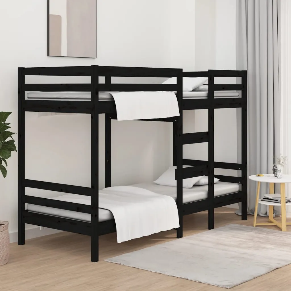 vidaXL Letto a Castello Nero 80x200 cm in Legno Massello di Pino