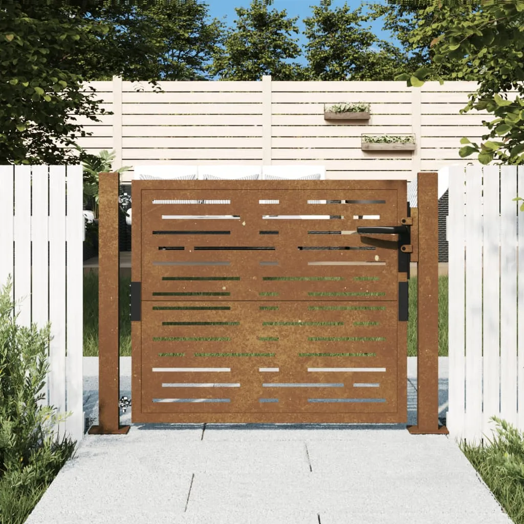 vidaXL Cancello da Giardino 105x80m in Acciaio Corten Design Quadrato