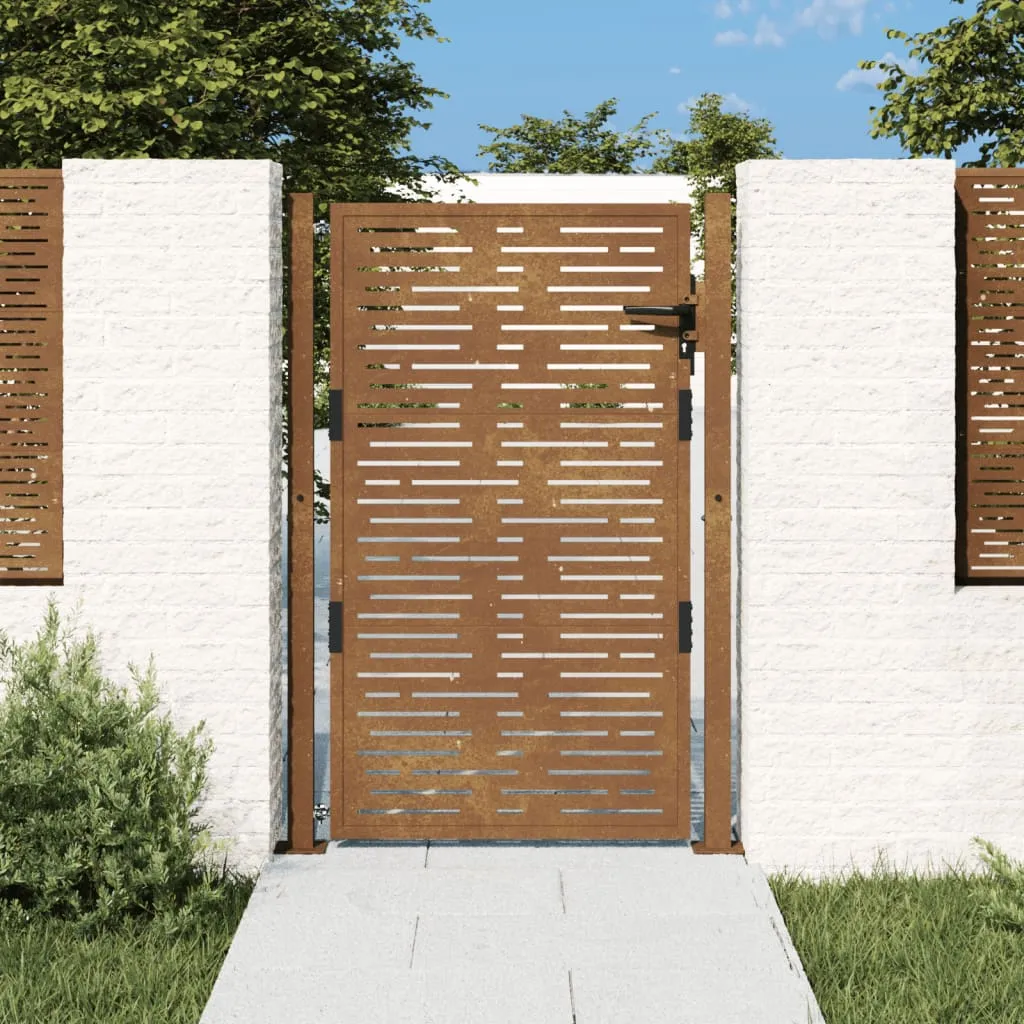 vidaXL Cancello da Giardino 105x130 cm Acciaio Corten Design Quadrato