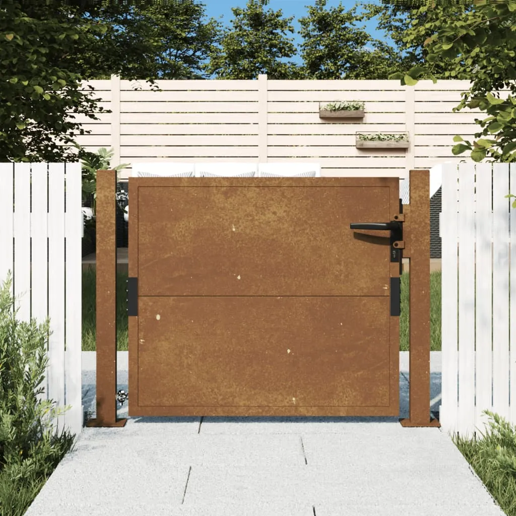 vidaXL Cancello da Giardino 105x80 cm in Acciaio Corten