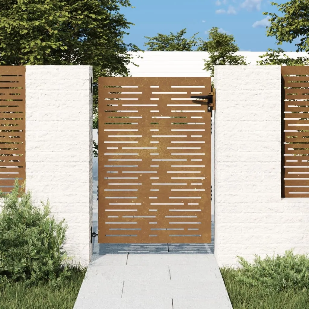 vidaXL Cancello da Giardino 85x125 cm Acciaio Corten Design Quadrato