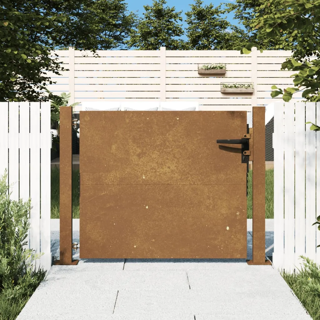 vidaXL Cancello da Giardino 105x80 cm in Acciaio Corten