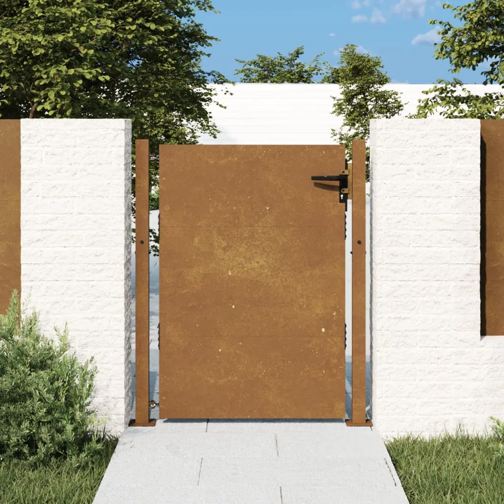 vidaXL Cancello da Giardino 105x130 cm in Acciaio Corten