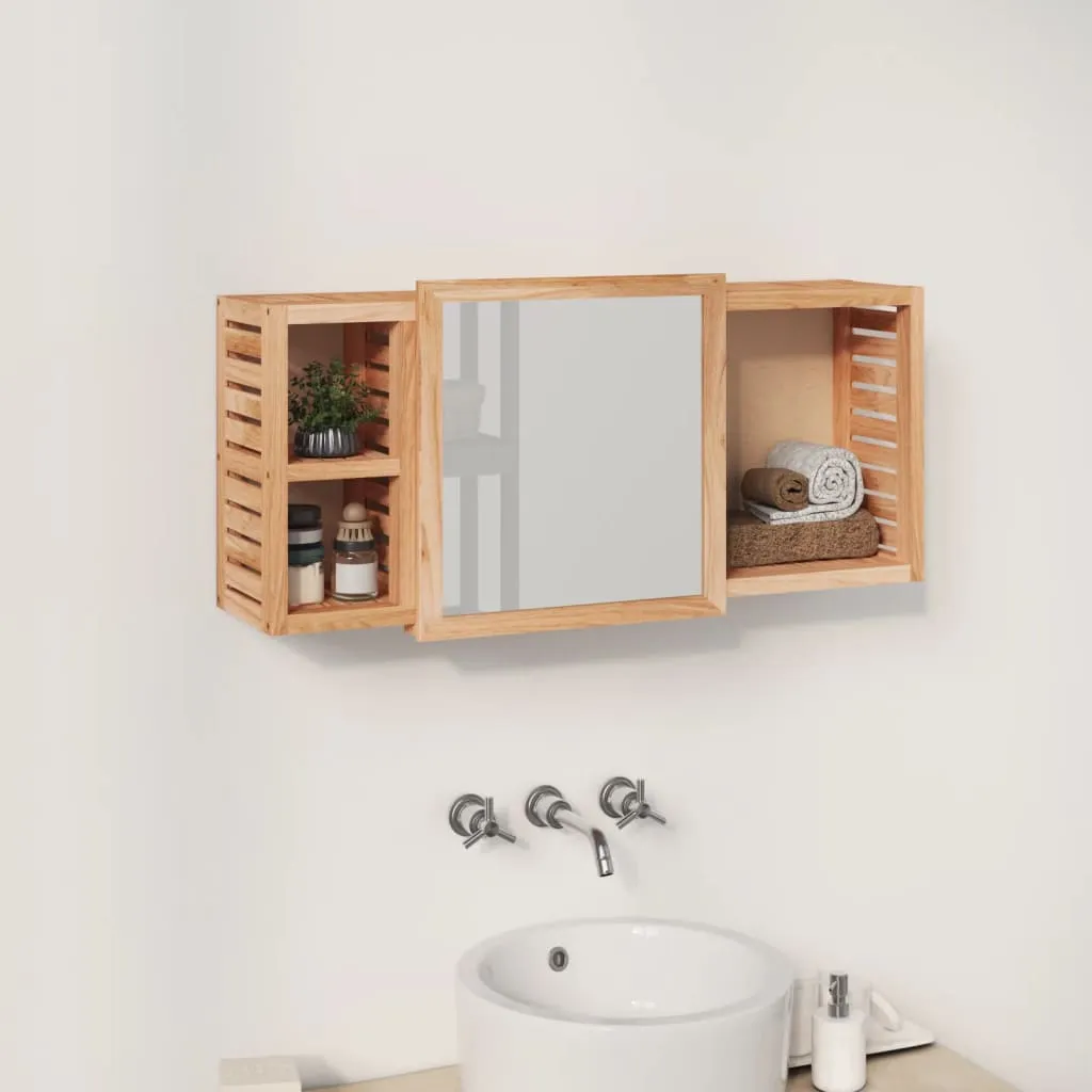 vidaXL Armadietto a Specchio 80x17x34 cm in Legno Massello di Noce