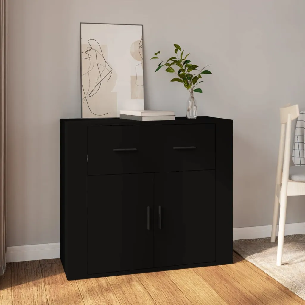 vidaXL Credenza Nera 80x33x70 cm in Legno Multistrato