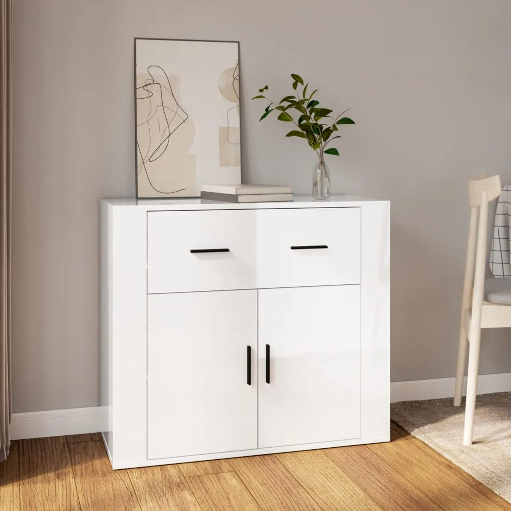 vidaXL Credenza Bianco Lucido 80x33x70 cm in Legno Multistrato