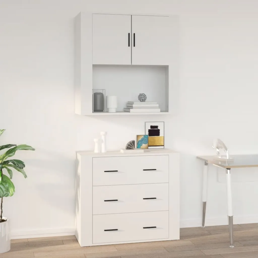 vidaXL Mobile a Parete Bianco 80x33x80 cm in Legno Multistrato