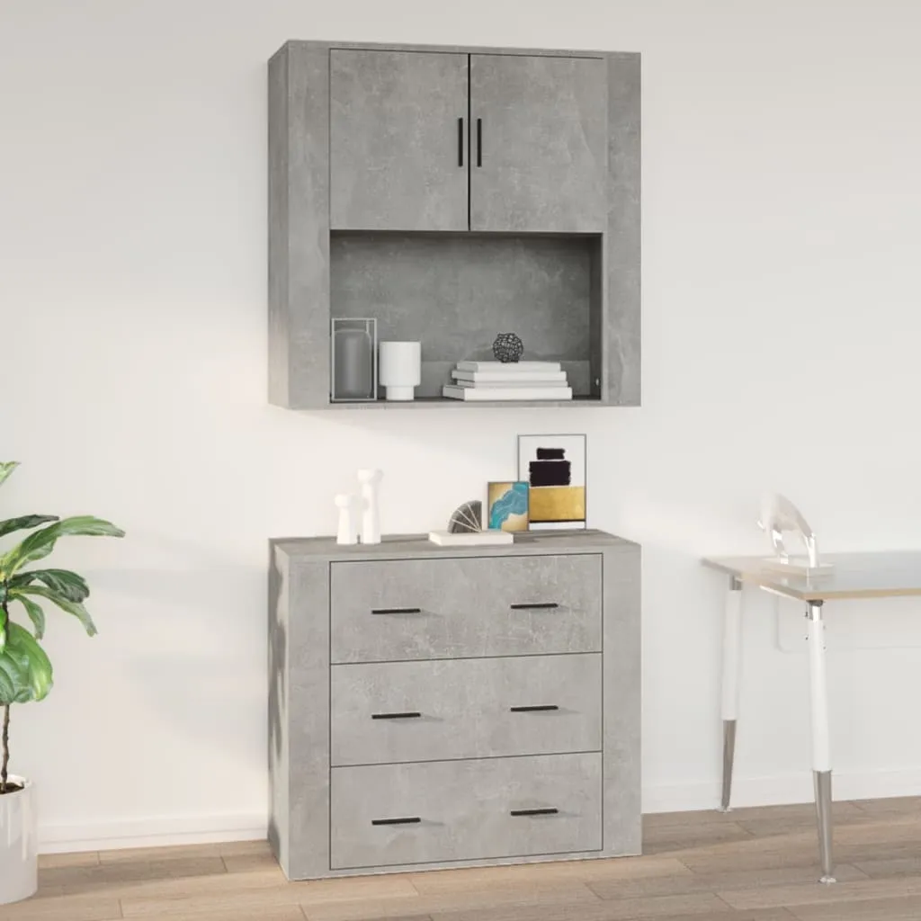 vidaXL Mobile a Parete Grigio Cemento 80x33x80 cm in Legno Multistrato