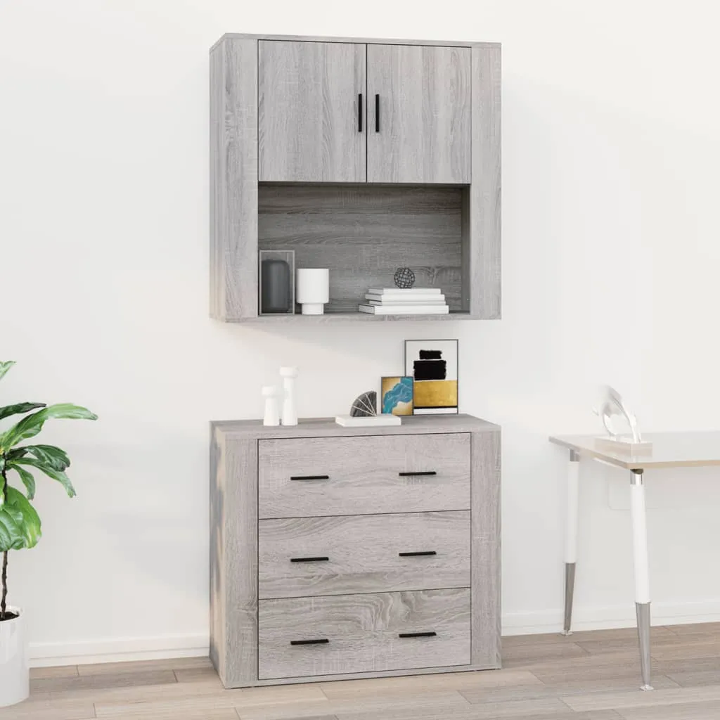 vidaXL Mobile Pensile Grigio Sonoma 80x33x80 cm in Legno Multistrato