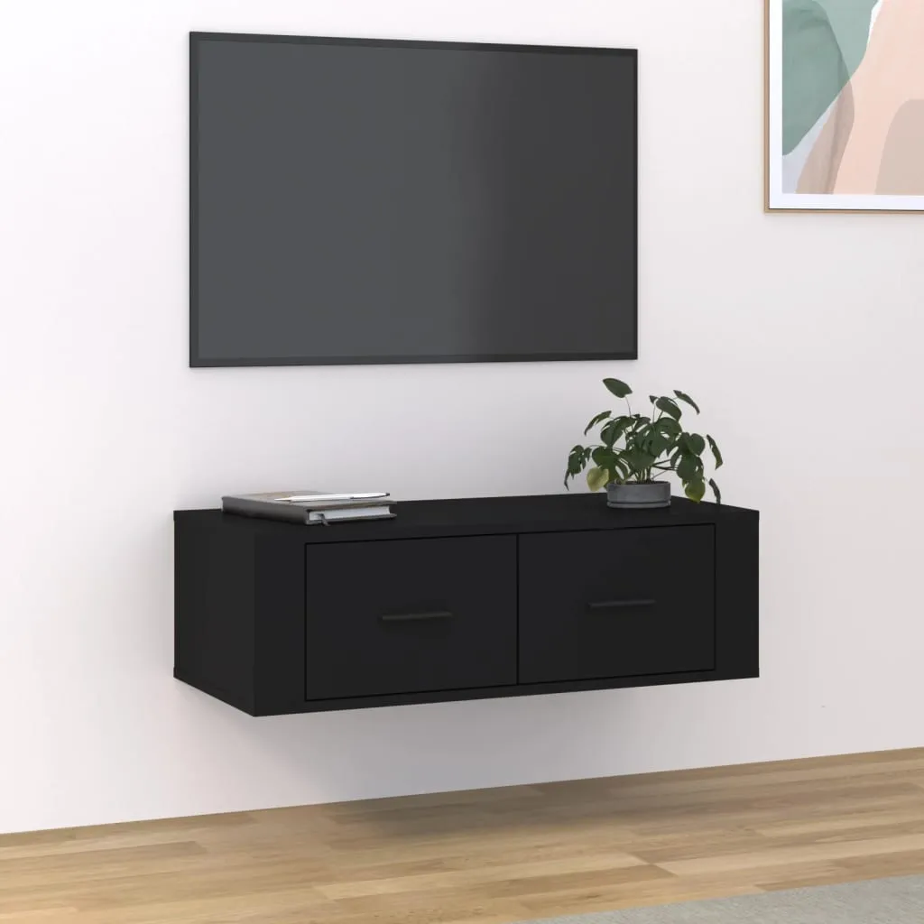 vidaXL Mobile Porta TV Sospeso Nero 80x36x25 cm in Legno Multistrato