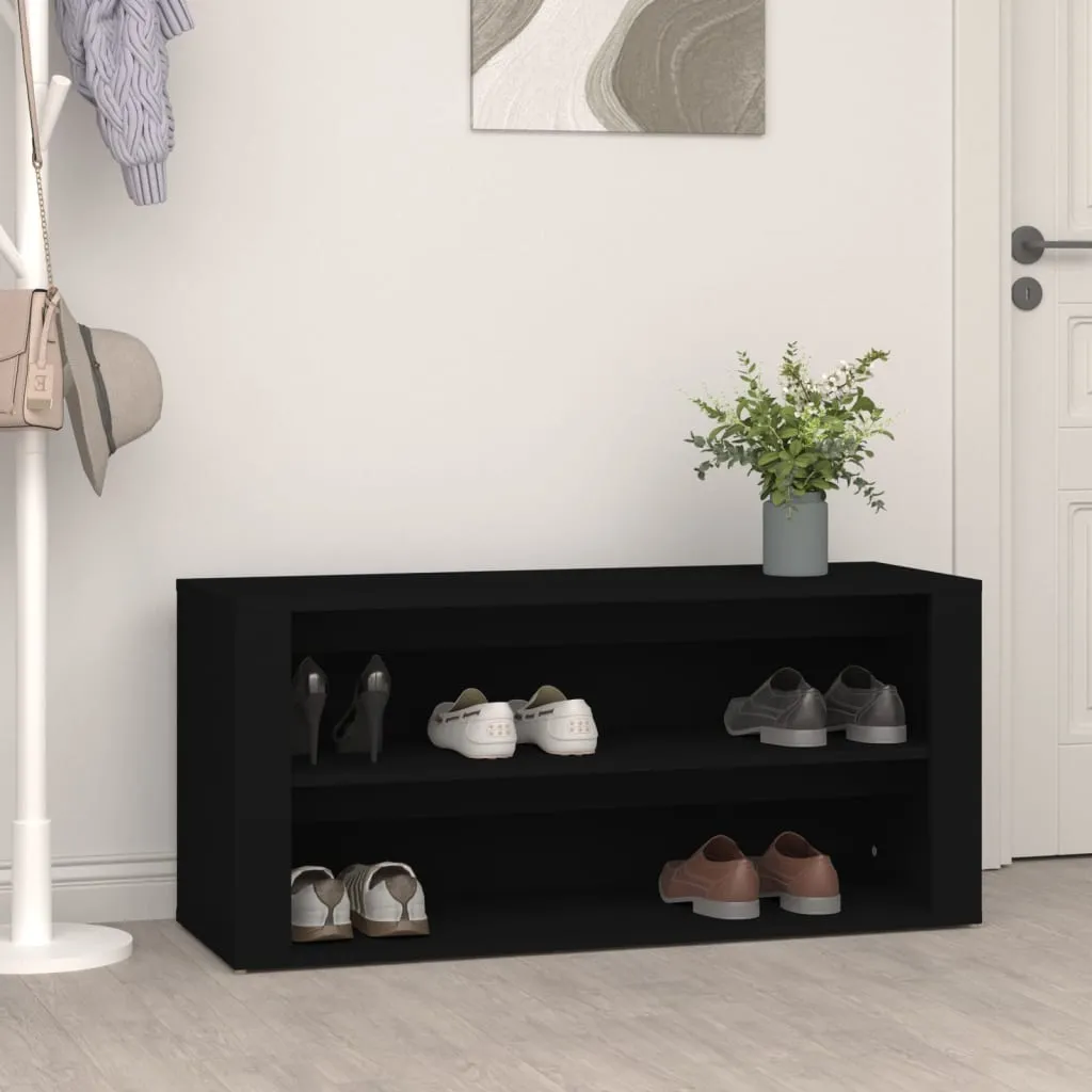 vidaXL Scarpiera Nera 100x35x45 cm in Legno Multistrato