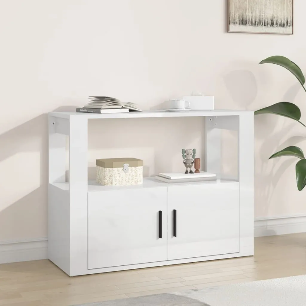 vidaXL Credenza Bianco Lucido 80x30x60 cm in Legno Multistrato