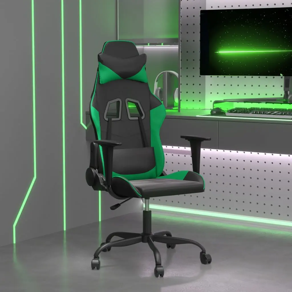 Sedia da Gaming Nera e Verde in Similpelle