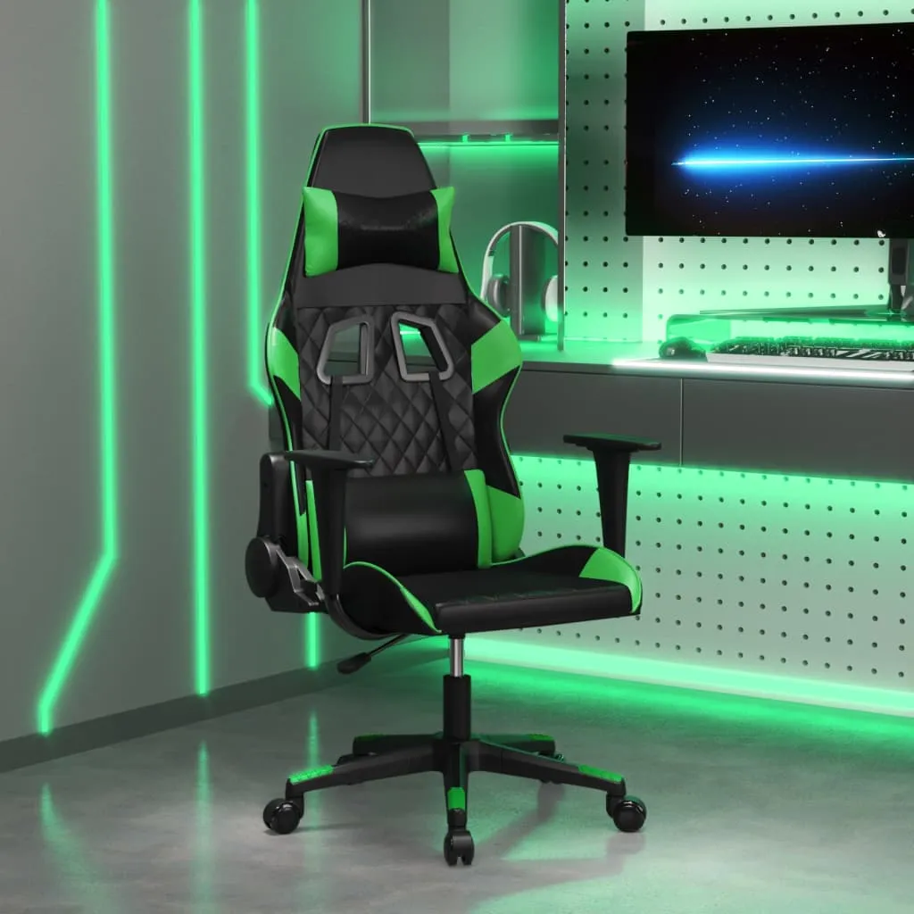 vidaXL Sedia da Gaming Nera e Verde in Similpelle