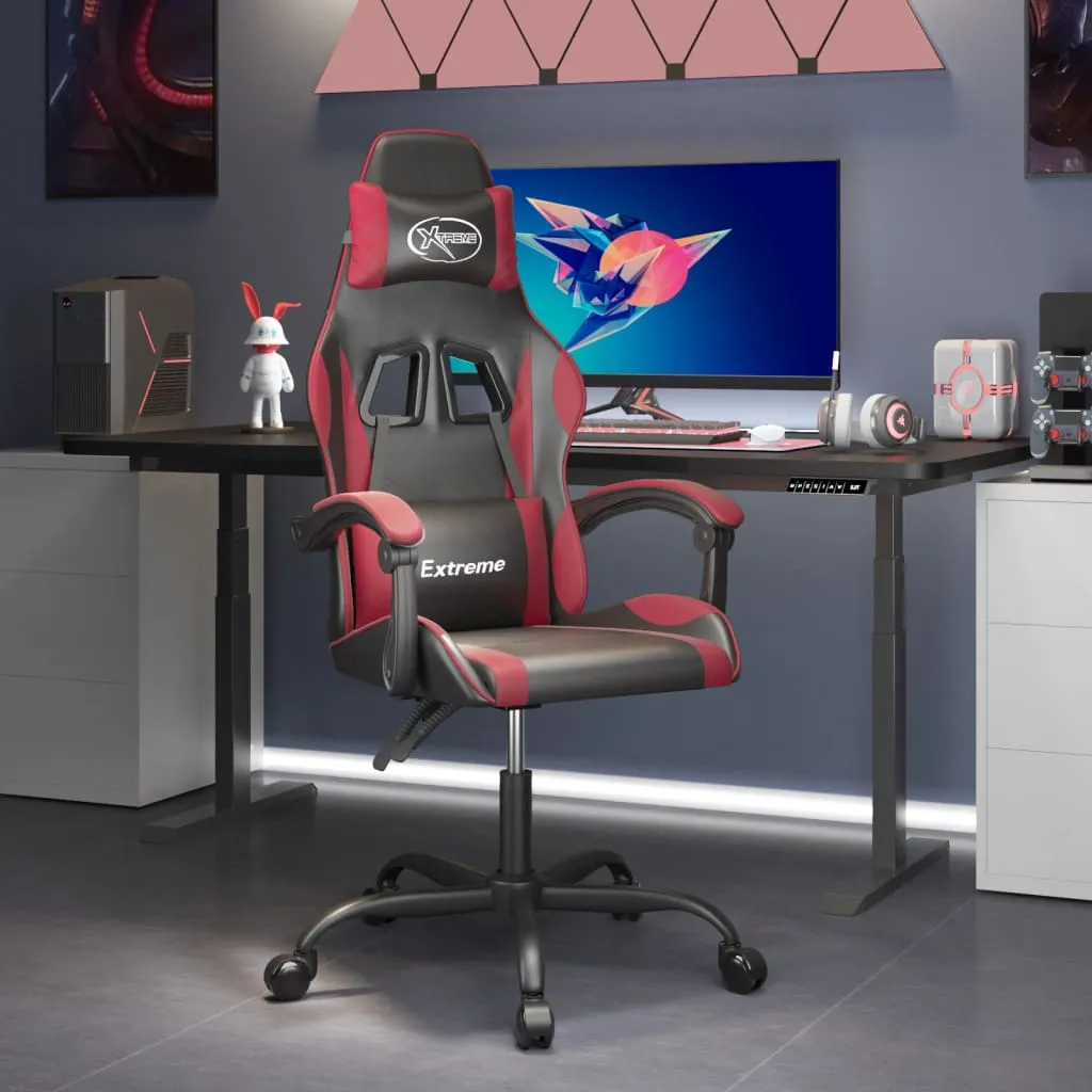 vidaXL Sedia Gaming Nero e Rosso Vino in Similpelle