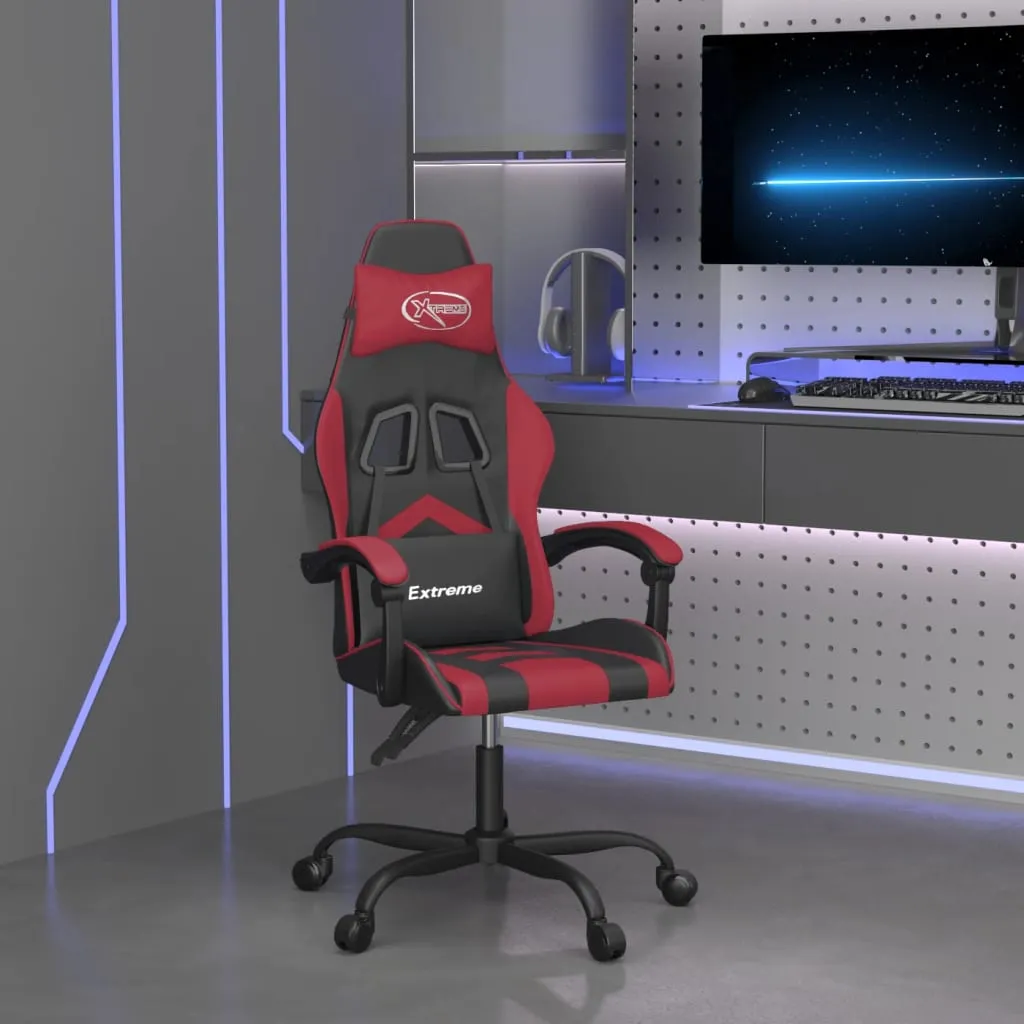 vidaXL Sedia Gaming Nero e Rosso Vino in Similpelle