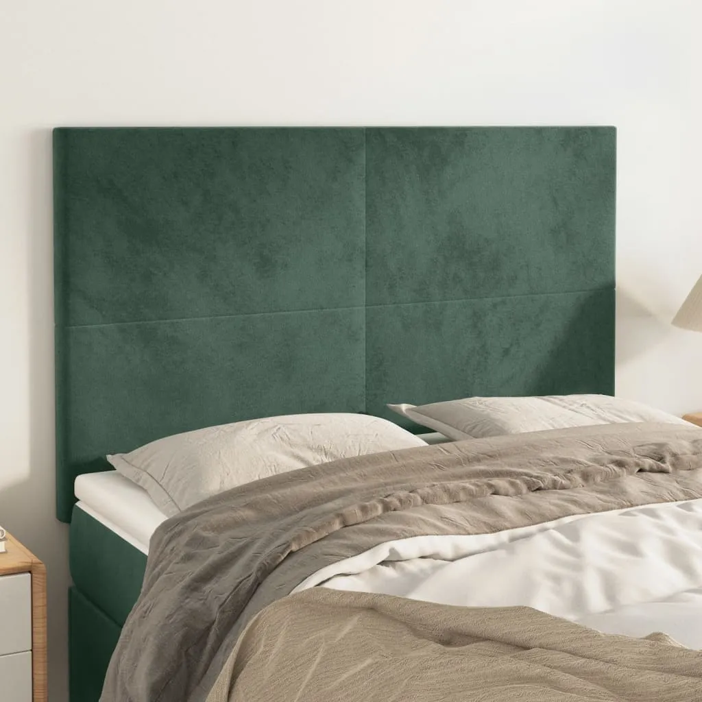 vidaXL Testiere 4 pz Verde Scuro 72x5x78/88 cm in Velluto