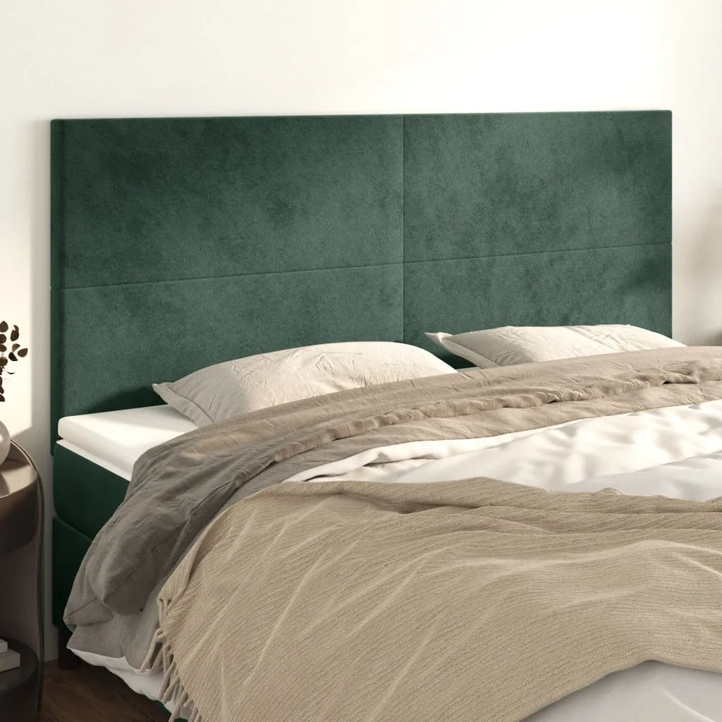 vidaXL Testiera 4 pz Verde Scuro 80x5x78/88 cm in Velluto