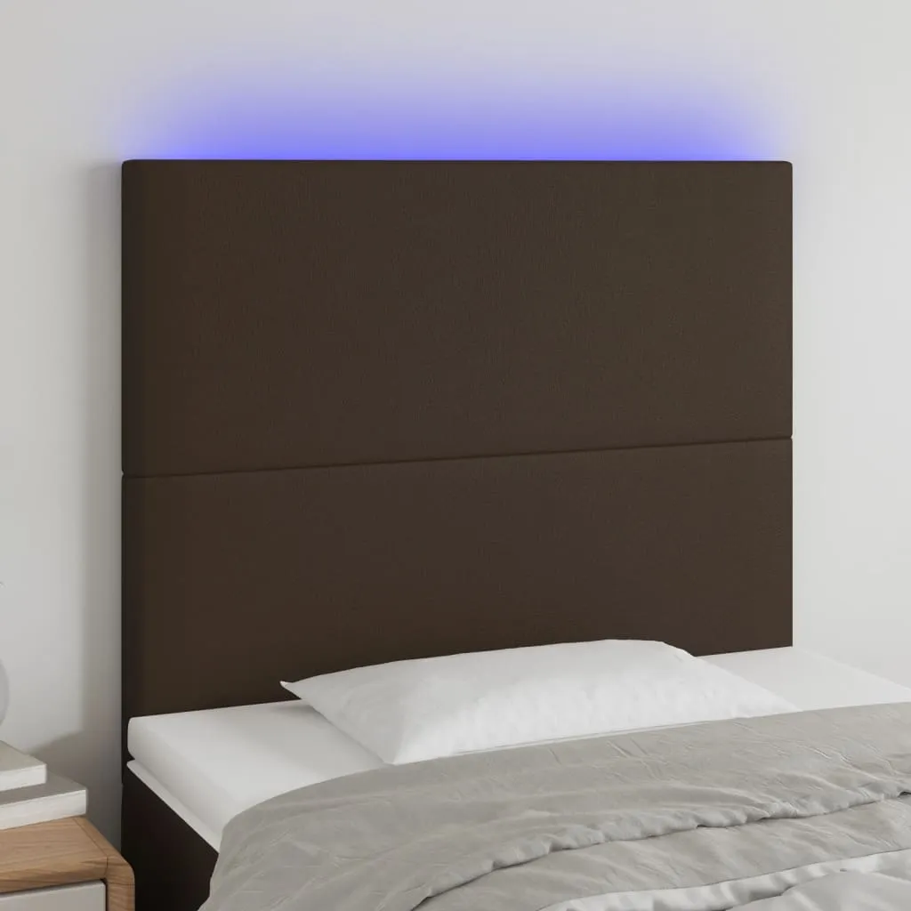 vidaXL Testiera a LED Marrone 80x5x118/128 cm in Similpelle