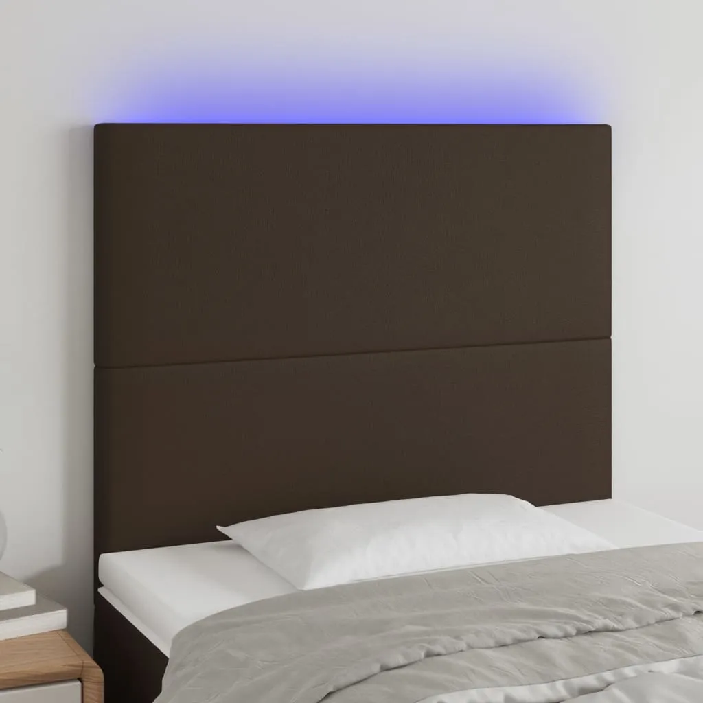 vidaXL Testiera a LED Marrone 90x5x118/128 cm in Similpelle