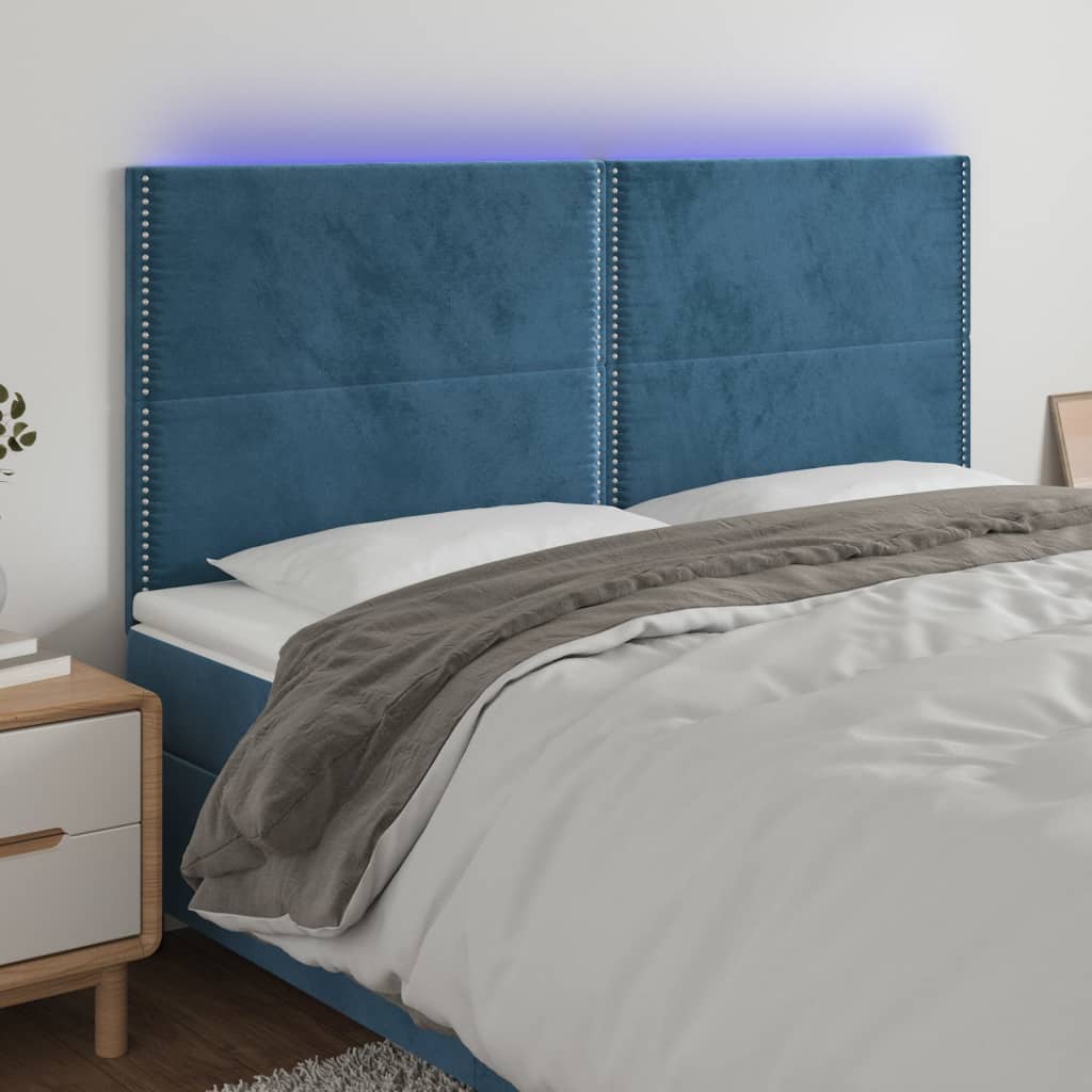 VidaXL Letto a Molle con Materasso e LED Blu 90x200 cm in Tessuto