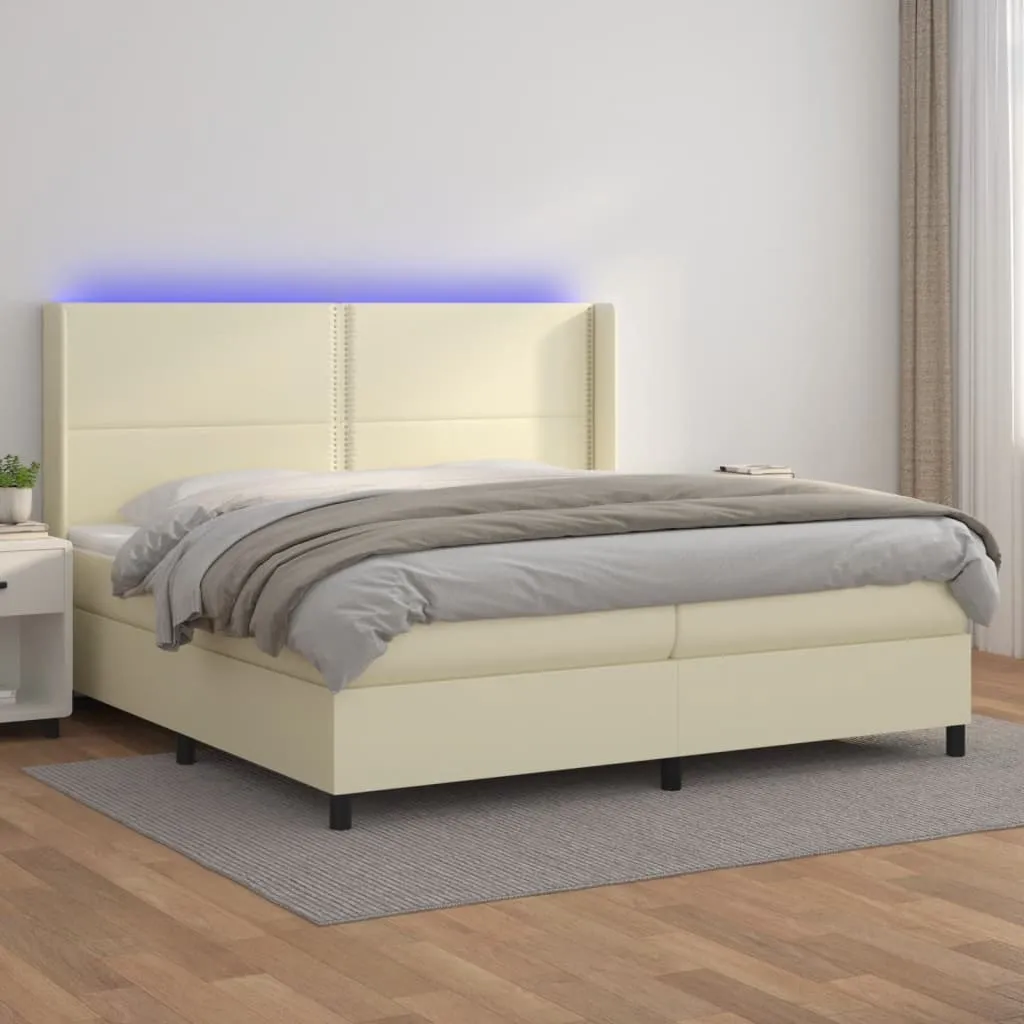 vidaXL Giroletto a Molle con Materasso e LED Crema 200x200 cm