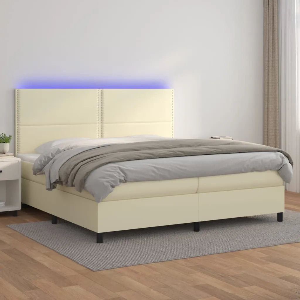 vidaXL Giroletto a Molle con Materasso e LED Crema 200x200 cm