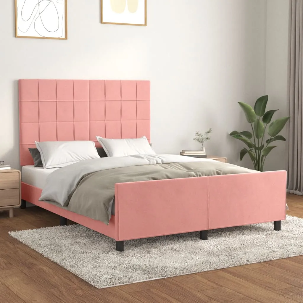 vidaXL Giroletto con Testiera Rosa 140x190 cm in Velluto