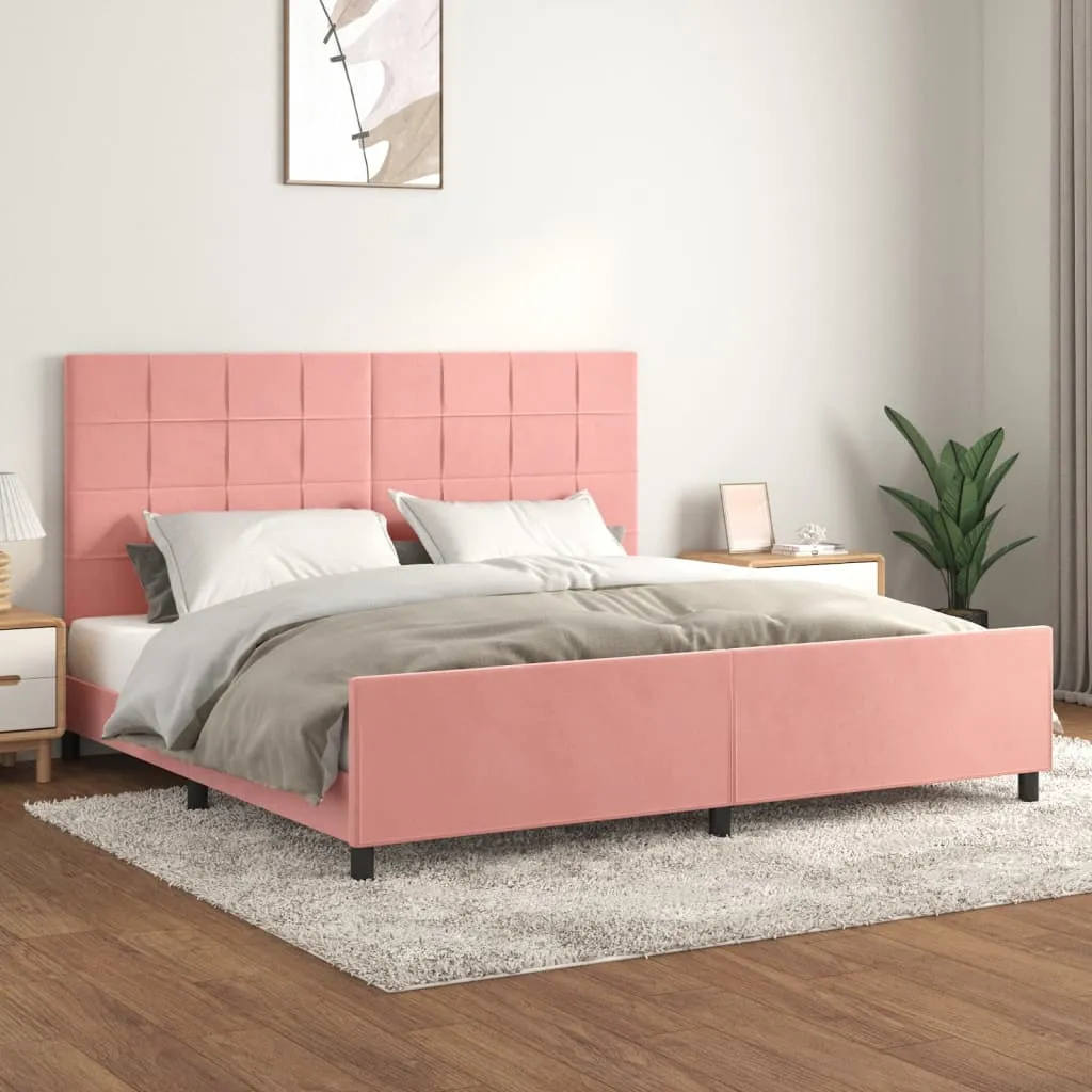 vidaXL Giroletto con Testiera Rosa 200x200 cm in Velluto