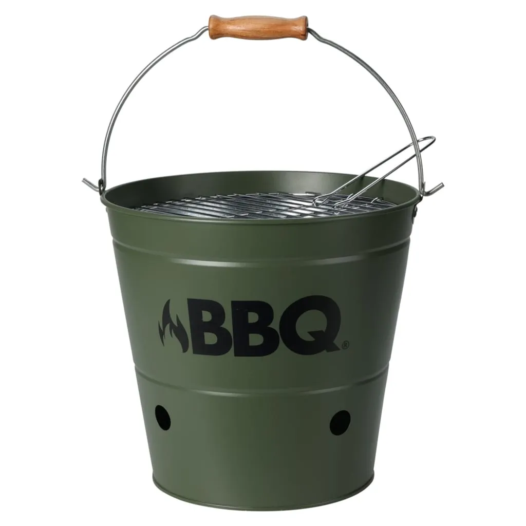 ProGarden Griglia a Secchiello per Barbecue BBQ 26 cm Verde Oliva