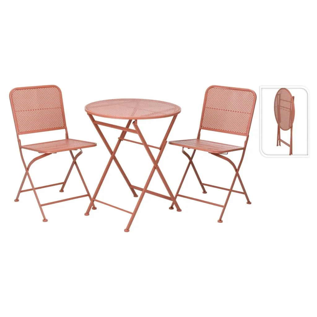 ProGarden Set Bistrò da Giardino 3 pz Acciaio Rosa Malva