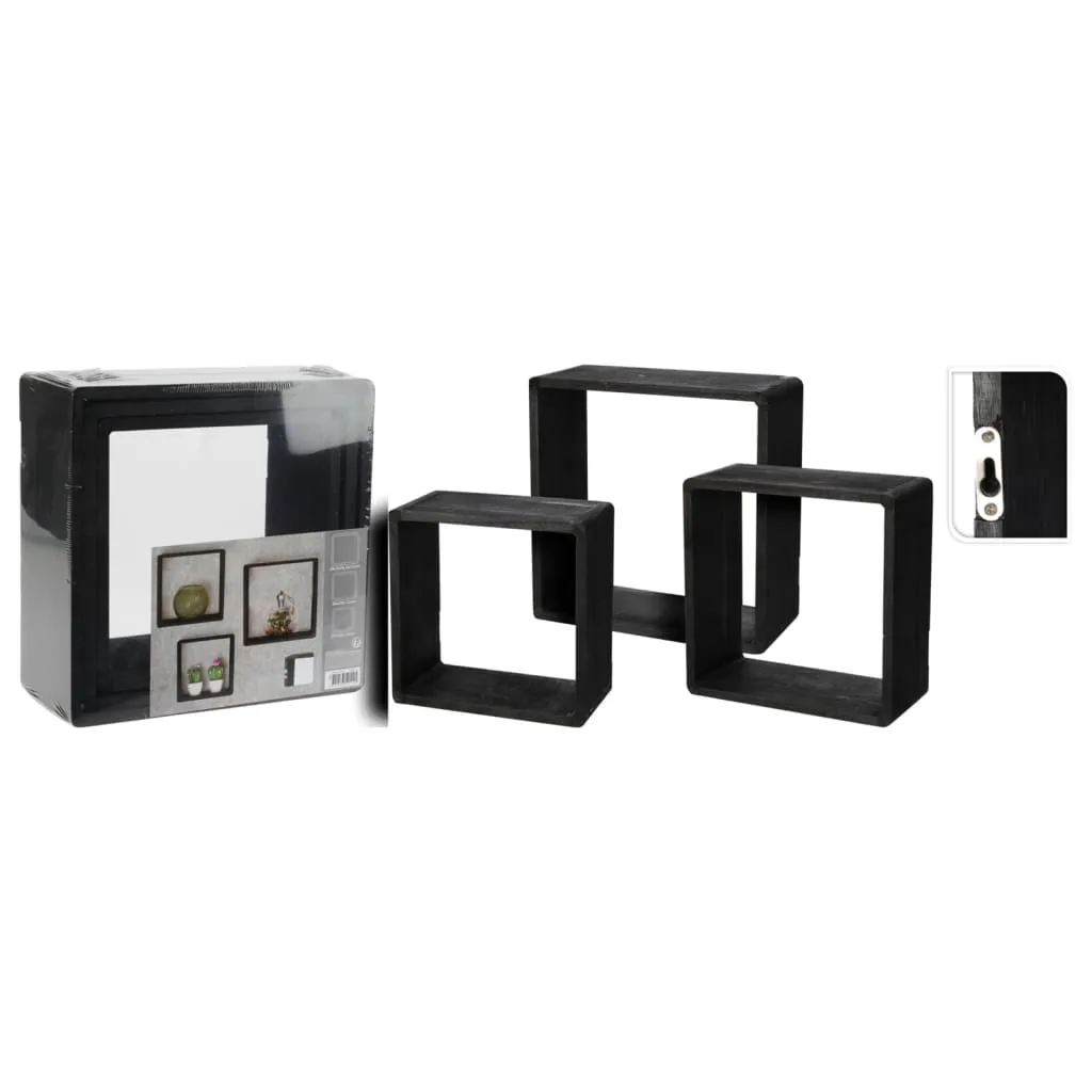 H&S Collection Set Espositori in Legno 3 pz 28,5x28,5x12 cm Nero