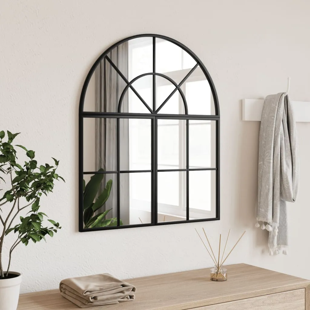 vidaXL Specchio da Parete Nero 60x70 cm Arco in Ferro